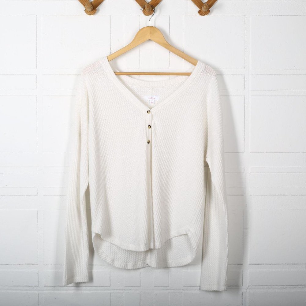 Colsie Cream Waffle Knit Top